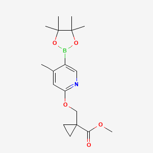 molecular formula C18H26BNO5 B1509800 Methyl 1-(((4-methyl-5-(4,4,5,5-tetramethyl-[1,3,2]dioxaborolan-2-yl)pyridin-2-yl)oxy)methyl)cyclopropanecarboxylate 