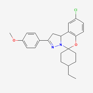 1-(2-chloro-14-ethylspiro[10aH-benzo[e]2-pyrazolino[1,5-c]1,3-oxazine-6,4'-cyc lohexane]-9-yl)-4-methoxybenzene