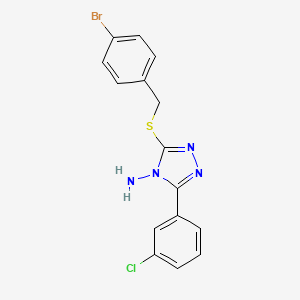 molecular formula C15H12BrClN4S B15098075 3-[(4-Bromophenyl)methylthio]-5-(3-chlorophenyl)-1,2,4-triazole-4-ylamine 