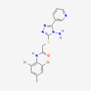 molecular formula C16H14Br2N6OS B15098084 2-(4-amino-5-(3-pyridyl)(1,2,4-triazol-3-ylthio))-N-(2,6-dibromo-4-methylpheny l)acetamide 