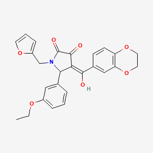 (4E)-4-[2,3-dihydro-1,4-benzodioxin-6-yl(hydroxy)methylidene]-5-(3-ethoxyphenyl)-1-(furan-2-ylmethyl)pyrrolidine-2,3-dione