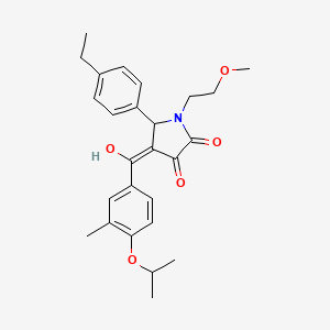 molecular formula C26H31NO5 B15098117 (4E)-5-(4-ethylphenyl)-4-{hydroxy[3-methyl-4-(propan-2-yloxy)phenyl]methylidene}-1-(2-methoxyethyl)pyrrolidine-2,3-dione 