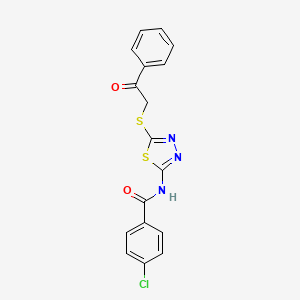 molecular formula C17H12ClN3O2S2 B15098162 4-chloro-N-{5-[(2-oxo-2-phenylethyl)sulfanyl]-1,3,4-thiadiazol-2-yl}benzamide 