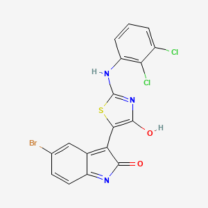 molecular formula C17H8BrCl2N3O2S B15098165 (3Z)-5-bromo-3-{(2E)-2-[(2,3-dichlorophenyl)imino]-4-oxo-1,3-thiazolidin-5-ylidene}-1,3-dihydro-2H-indol-2-one 