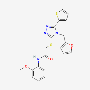 2-{[4-(furan-2-ylmethyl)-5-(thiophen-2-yl)-4H-1,2,4-triazol-3-yl]sulfanyl}-N-(2-methoxyphenyl)acetamide