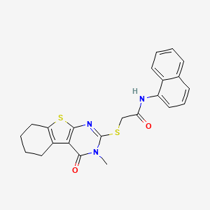 molecular formula C23H21N3O2S2 B15098224 2-(3-methyl-4-oxo(3,5,6,7,8-pentahydrobenzo[b]thiopheno[2,3-d]pyrimidin-2-ylth io))-N-naphthylacetamide 