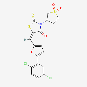 molecular formula C18H13Cl2NO4S3 B15098238 (5E)-5-[[5-(2,5-dichlorophenyl)furan-2-yl]methylidene]-3-(1,1-dioxothiolan-3-yl)-2-sulfanylidene-1,3-thiazolidin-4-one 