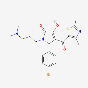 molecular formula C21H24BrN3O3S B15098297 5-(4-bromophenyl)-4-(2,4-dimethyl-1,3-thiazole-5-carbonyl)-1-[3-(dimethylamino)propyl]-3-hydroxy-2,5-dihydro-1H-pyrrol-2-one 