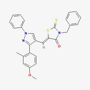 (5Z)-3-benzyl-5-{[3-(4-methoxy-2-methylphenyl)-1-phenyl-1H-pyrazol-4-yl]methylidene}-2-thioxo-1,3-thiazolidin-4-one