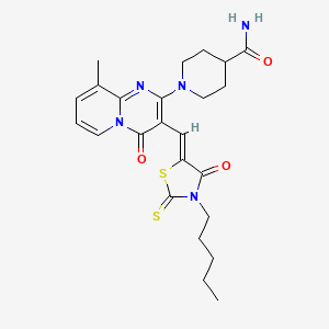 1-{9-methyl-4-oxo-3-[(Z)-(4-oxo-3-pentyl-2-thioxo-1,3-thiazolidin-5-ylidene)methyl]-4H-pyrido[1,2-a]pyrimidin-2-yl}piperidine-4-carboxamide