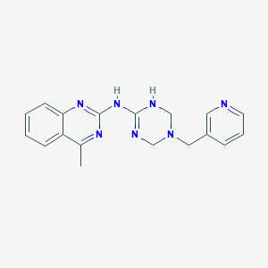 molecular formula C18H19N7 B15098371 4-methyl-N-[5-(pyridin-3-ylmethyl)-1,4,5,6-tetrahydro-1,3,5-triazin-2-yl]quinazolin-2-amine 