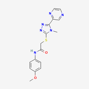 molecular formula C16H16N6O2S B15098382 N-(4-methoxyphenyl)-2-{[4-methyl-5-(pyrazin-2-yl)-4H-1,2,4-triazol-3-yl]sulfanyl}acetamide 