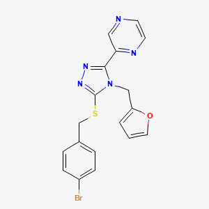 2-[5-[(4-Bromophenyl)methylsulfanyl]-4-(furan-2-ylmethyl)-1,2,4-triazol-3-yl]pyrazine