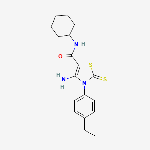 4-amino-N-cyclohexyl-3-(4-ethylphenyl)-2-thioxo-2,3-dihydro-1,3-thiazole-5-carboxamide