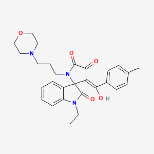 molecular formula C28H31N3O5 B15098410 1-ethyl-4'-hydroxy-3'-[(4-methylphenyl)carbonyl]-1'-[3-(morpholin-4-yl)propyl]spiro[indole-3,2'-pyrrole]-2,5'(1H,1'H)-dione 