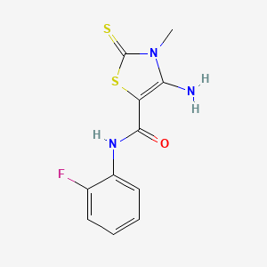 4-amino-N-(2-fluorophenyl)-3-methyl-2-sulfanylidene-1,3-thiazole-5-carboxamide