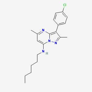 molecular formula C20H25ClN4 B15098461 3-(4-chlorophenyl)-N-hexyl-2,5-dimethylpyrazolo[1,5-a]pyrimidin-7-amine 