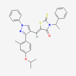 (5Z)-5-({3-[2-methyl-4-(propan-2-yloxy)phenyl]-1-phenyl-1H-pyrazol-4-yl}methylidene)-3-(1-phenylethyl)-2-thioxo-1,3-thiazolidin-4-one