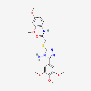 molecular formula C21H25N5O6S B15098508 2-{[4-amino-5-(3,4,5-trimethoxyphenyl)-4H-1,2,4-triazol-3-yl]sulfanyl}-N-(2,4-dimethoxyphenyl)acetamide 