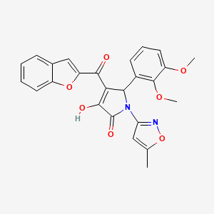 molecular formula C25H20N2O7 B15098529 (4E)-4-[1-benzofuran-2-yl(hydroxy)methylidene]-5-(2,3-dimethoxyphenyl)-1-(5-methyl-1,2-oxazol-3-yl)pyrrolidine-2,3-dione 