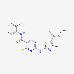 molecular formula C20H21N5O3S B15098552 Ethyl 4-methyl-2-({4-methyl-5-[(2-methylphenyl)carbamoyl]pyrimidin-2-yl}amino)-1,3-thiazole-5-carboxylate 