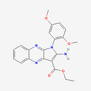 molecular formula C21H20N4O4 B15098562 Ethyl 2-amino-1-(2,5-dimethoxyphenyl)pyrrolo[3,2-b]quinoxaline-3-carboxylate CAS No. 4622-69-9