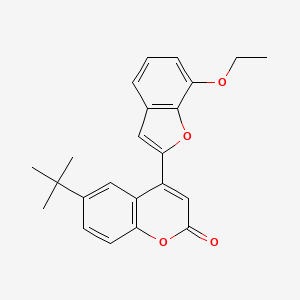 molecular formula C23H22O4 B15098575 6-tert-butyl-4-(7-ethoxy-1-benzofuran-2-yl)-2H-chromen-2-one 