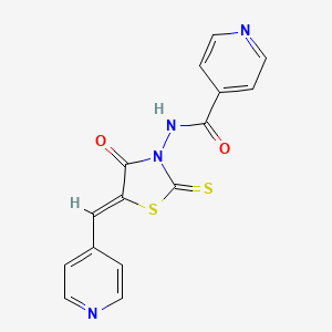 N-[(5Z)-4-oxo-5-(pyridin-4-ylmethylidene)-2-thioxo-1,3-thiazolidin-3-yl]pyridine-4-carboxamide