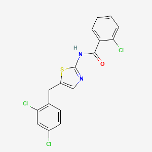 molecular formula C17H11Cl3N2OS B15098625 2-chloro-N-[5-(2,4-dichlorobenzyl)-1,3-thiazol-2-yl]benzamide 