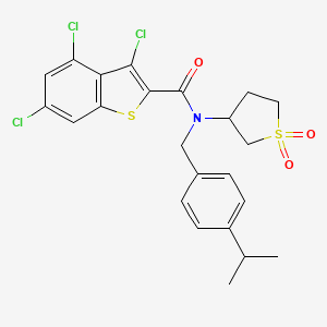 3,4,6-trichloro-N-(1,1-dioxidotetrahydrothiophen-3-yl)-N-[4-(propan-2-yl)benzyl]-1-benzothiophene-2-carboxamide