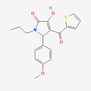 molecular formula C19H19NO4S B15098648 3-hydroxy-5-(4-methoxyphenyl)-1-propyl-4-(thiophen-2-ylcarbonyl)-1,5-dihydro-2H-pyrrol-2-one 