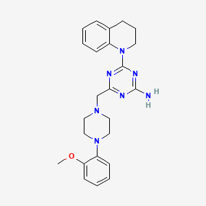 molecular formula C24H29N7O B15098698 4-(3,4-dihydroquinolin-1(2H)-yl)-6-{[4-(2-methoxyphenyl)piperazin-1-yl]methyl}-1,3,5-triazin-2-amine 