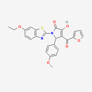 molecular formula C25H20N2O6S B15098703 1-(6-ethoxy-1,3-benzothiazol-2-yl)-4-(furan-2-ylcarbonyl)-3-hydroxy-5-(4-methoxyphenyl)-1,5-dihydro-2H-pyrrol-2-one 