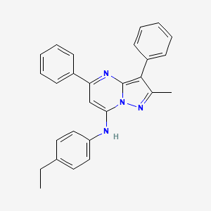 molecular formula C27H24N4 B15098710 N-(4-ethylphenyl)-2-methyl-3,5-diphenylpyrazolo[1,5-a]pyrimidin-7-amine CAS No. 890625-98-6