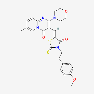 molecular formula C26H26N4O4S2 B15098737 3-[(Z)-{3-[2-(4-methoxyphenyl)ethyl]-4-oxo-2-thioxo-1,3-thiazolidin-5-ylidene}methyl]-7-methyl-2-(morpholin-4-yl)-4H-pyrido[1,2-a]pyrimidin-4-one 