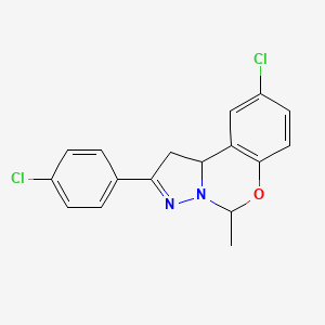 molecular formula C17H14Cl2N2O B15098738 9-Chloro-2-(4-chlorophenyl)-5-methyl-1,10b-dihydropyrazolo[1,5-c][1,3]benzoxazine 