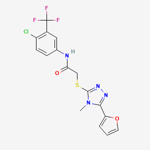 molecular formula C16H12ClF3N4O2S B15098753 N-[4-chloro-3-(trifluoromethyl)phenyl]-2-{[5-(furan-2-yl)-4-methyl-4H-1,2,4-triazol-3-yl]sulfanyl}acetamide 