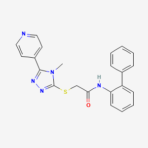 molecular formula C22H19N5OS B15098763 2-(4-methyl-5-(4-pyridyl)(1,2,4-triazol-3-ylthio))-N-(2-phenylphenyl)acetamide 