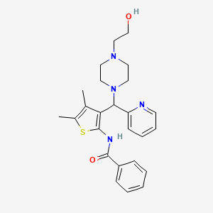 molecular formula C25H30N4O2S B15098772 N-[3-[[4-(2-hydroxyethyl)piperazin-1-yl]-pyridin-2-ylmethyl]-4,5-dimethylthiophen-2-yl]benzamide 