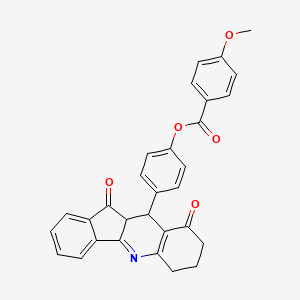 molecular formula C30H23NO5 B15098775 4-(9,11-dioxo-7,8,9,10,10a,11-hexahydro-6H-indeno[1,2-b]quinolin-10-yl)phenyl 4-methoxybenzoate 