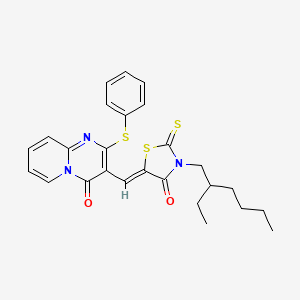 3-{(Z)-[3-(2-ethylhexyl)-4-oxo-2-thioxo-1,3-thiazolidin-5-ylidene]methyl}-2-(phenylsulfanyl)-4H-pyrido[1,2-a]pyrimidin-4-one