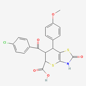 6-[(4-chlorophenyl)carbonyl]-7-(4-methoxyphenyl)-2-oxo-3,5,6,7-tetrahydro-2H-thiopyrano[2,3-d][1,3]thiazole-5-carboxylic acid