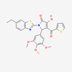 (4E)-1-(6-ethyl-1,3-benzothiazol-2-yl)-4-[hydroxy(thiophen-2-yl)methylidene]-5-(3,4,5-trimethoxyphenyl)pyrrolidine-2,3-dione