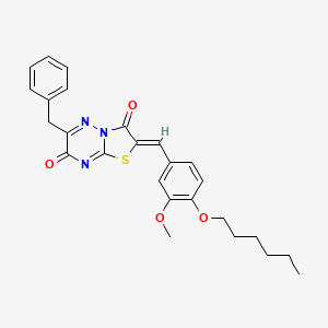 (2Z)-6-benzyl-2-[4-(hexyloxy)-3-methoxybenzylidene]-7H-[1,3]thiazolo[3,2-b][1,2,4]triazine-3,7(2H)-dione