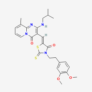 3-[(Z)-{3-[2-(3,4-dimethoxyphenyl)ethyl]-4-oxo-2-thioxo-1,3-thiazolidin-5-ylidene}methyl]-9-methyl-2-[(2-methylpropyl)amino]-4H-pyrido[1,2-a]pyrimidin-4-one