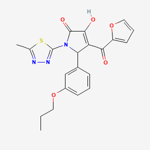 molecular formula C21H19N3O5S B15098901 4-(furan-2-carbonyl)-3-hydroxy-1-(5-methyl-1,3,4-thiadiazol-2-yl)-5-(3-propoxyphenyl)-2,5-dihydro-1H-pyrrol-2-one 