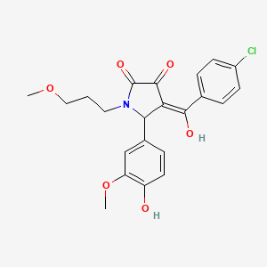 molecular formula C22H22ClNO6 B15098921 (4E)-4-[(4-chlorophenyl)(hydroxy)methylidene]-5-(4-hydroxy-3-methoxyphenyl)-1-(3-methoxypropyl)pyrrolidine-2,3-dione 