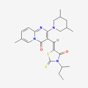 molecular formula C24H30N4O2S2 B15098934 3-{(Z)-[3-(butan-2-yl)-4-oxo-2-thioxo-1,3-thiazolidin-5-ylidene]methyl}-2-(3,5-dimethylpiperidin-1-yl)-7-methyl-4H-pyrido[1,2-a]pyrimidin-4-one 