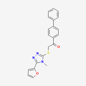 1-(biphenyl-4-yl)-2-(5-(furan-2-yl)-4-methyl-4H-1,2,4-triazol-3-ylthio)ethanone