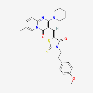 3-[(Z)-{3-[2-(4-methoxyphenyl)ethyl]-4-oxo-2-thioxo-1,3-thiazolidin-5-ylidene}methyl]-7-methyl-2-(piperidin-1-yl)-4H-pyrido[1,2-a]pyrimidin-4-one